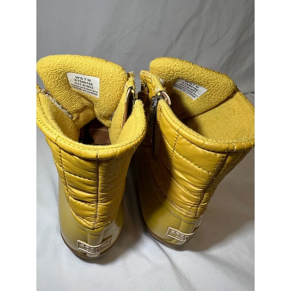 Sperry Women's Yellow Quilted‎ Duck Boots Size 7 Waterproof Fleece Lined Winter